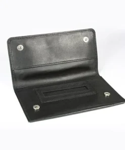 Tabaktasche für Feinschnittpäckchen aus Nappaleder glatt in schwarz