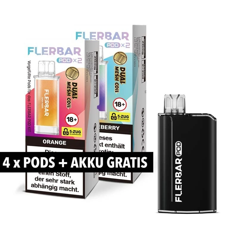 Flerbar Pod Bundle – 4 Pods + Akku gratis