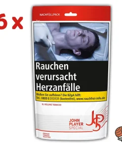 6x JPS John Player Special Red / Rot Zip Bag Volumentabak à 80g