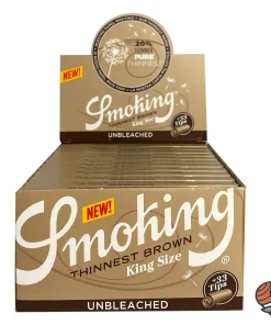 Alternative view of Box Smoking Thinnest Brown King Size, Unbleached Rolling Kit 24 Hefte à 33 Blatt + Tips