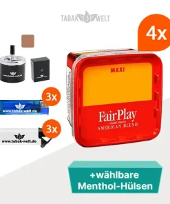 Fair Play Volumentabak 4 x Maxi Box mit wählbaren Hülsen und Drehaschenbecher