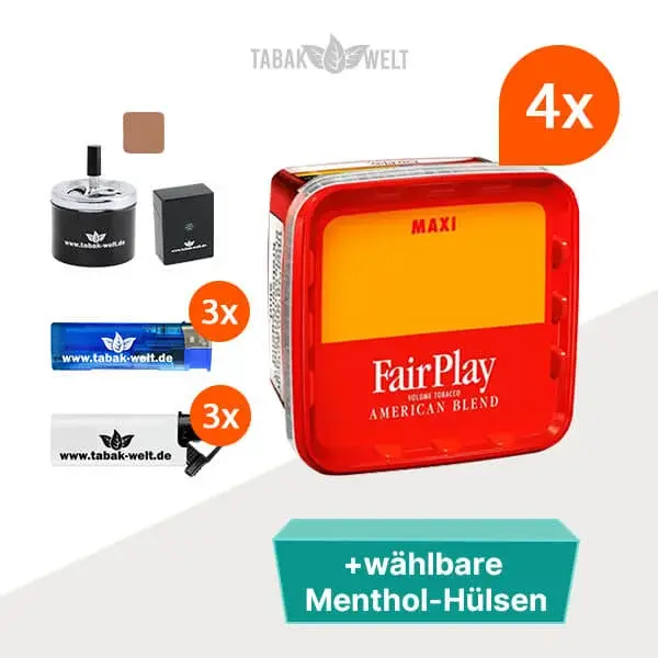 Fair Play Volumentabak 4 x Maxi Box mit wählbaren Hülsen und Drehaschenbecher – Bild 2
