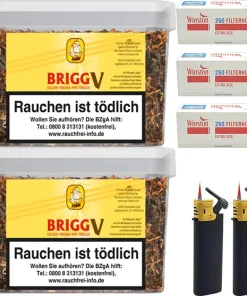 Brigg Vanilla Pfeifentabak 2 x Eimer mit 750 Extra Size Hülsen