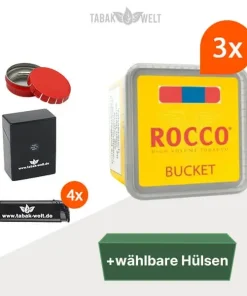 Rocco Gelb Volumentabak 3x Bucket mit wählbaren Hülsen und Etui