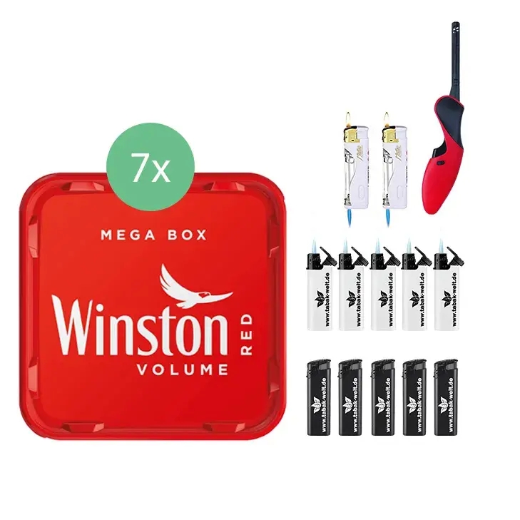 Winston Tabak 7 x Mega Box mit Adamo BBQ Stabfeuerzeugen – Bild 2