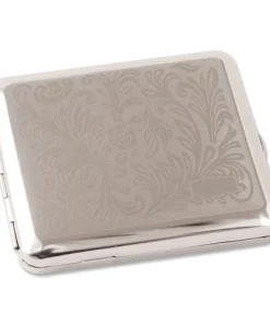 Zigarettenetui 18er mit Innengummizug aus Metall vernickelt satiniert Venetian in silber matt mit De