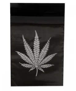 Zipperbags 60 x 80 mm schwarz mit Hanfblatt Print
