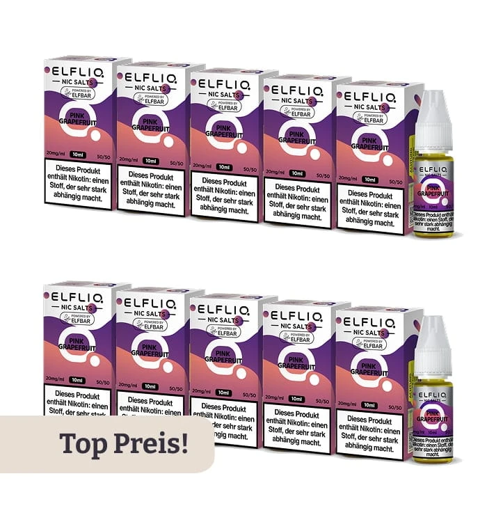 10er Pack E-Liquid Nikotinsalz ELFBAR Elfliq Pink Grapefruit 20mg