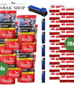 Alternative view of Winston Volumen Tabak Classic XXL (10 x 100g) + 4.000 Winston Hülsen + 5 Feuerzeuge + 1 Angel Stopfer