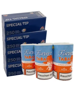 5 x Dosen Farmer Blau Tabak à 160 Gramm & 1.000 Special Tip Hülsen Blau