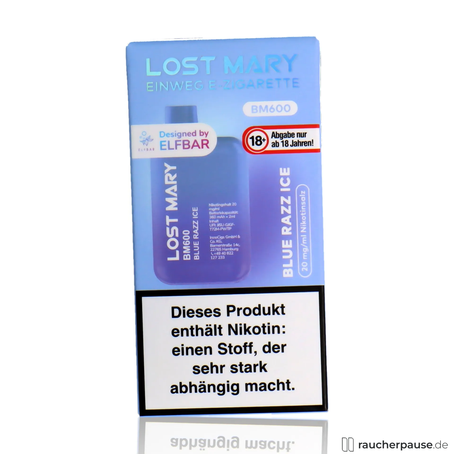 Lost Mary BM600 Einweg E-Zigarette | Blue Razz Ice | 20 mg/ml Nikotin | 600 Züge – Bild 2