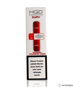 HQD Surv Einweg E-Shisha | Raspberry Strawberry Cherry | 18 mg/ml Nikotin | 600 Züge