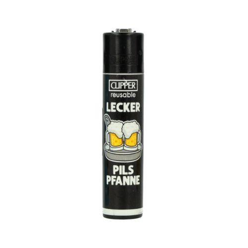 Clipper Feuerzeug Bier Slogan 2 2v4 LECKER PILS PFANNE