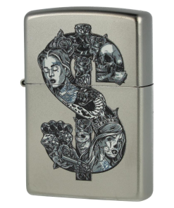 Zippo Feuerzeug Tattoo Dollar satiniert